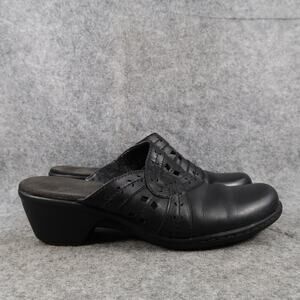 Clarks Shoes Womens 8 Clog Mule Slip On Comfort Black Leather Classic Casual